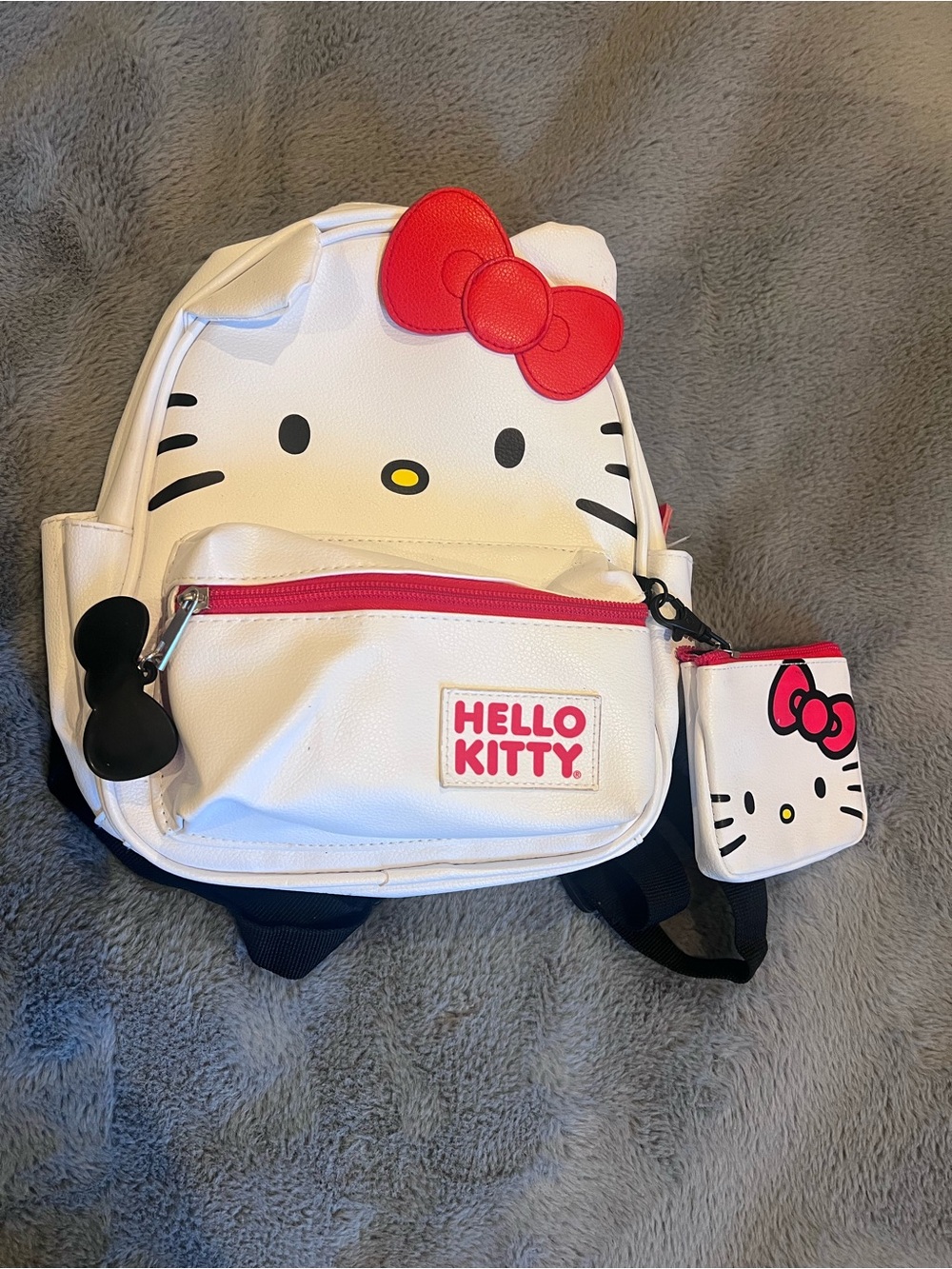 Hello Kitty White Mini Backpack with Pink Bow and Accent Pouch